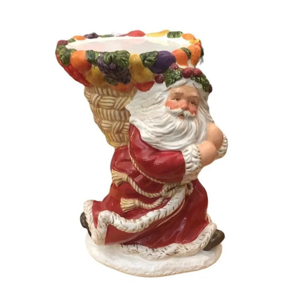VINTAGE DEPARTMENT 56 Peggy Toole 2001 Christmas Santa Candle Holder Hand Painte - Picture 1 of 8